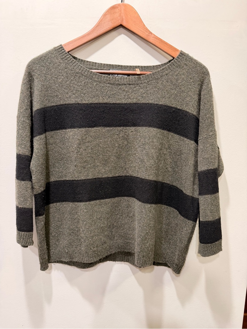 REPEAT Cashmere Silver Edition Striped Sweater XS